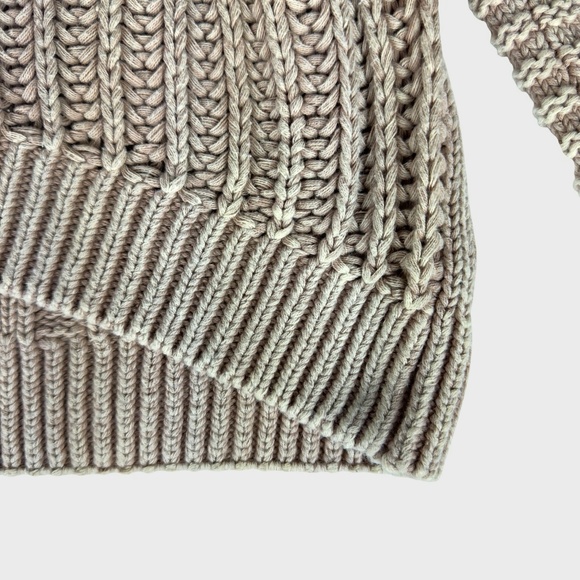 Free People Knit Cropped Taupe Sweater with Ribbed Mock Neck - Picture 5 of 9